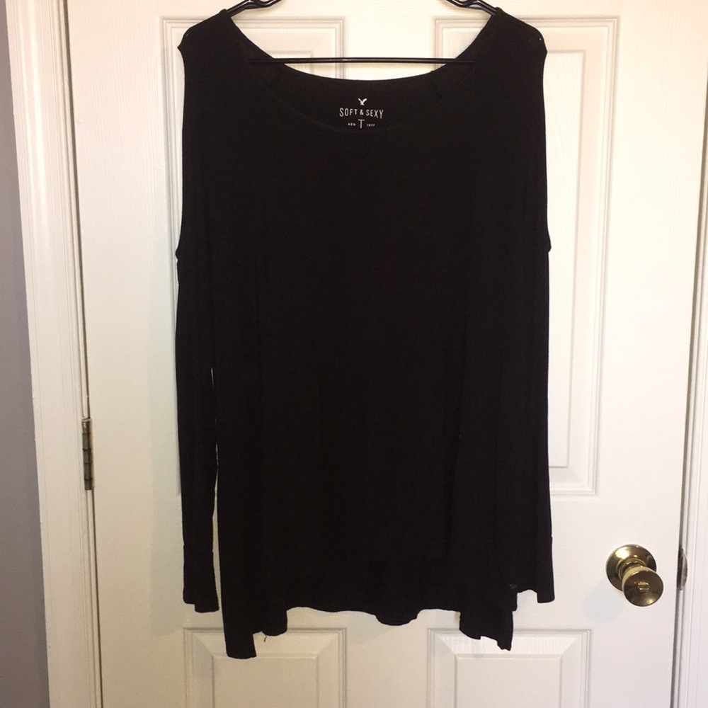 Black cold shoulder top